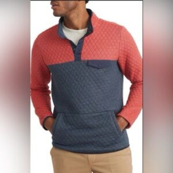 Marine Layer Cut & Sew Corbet Colorblock Pullover in Mood Indigo/Red - Picture 2 of 12